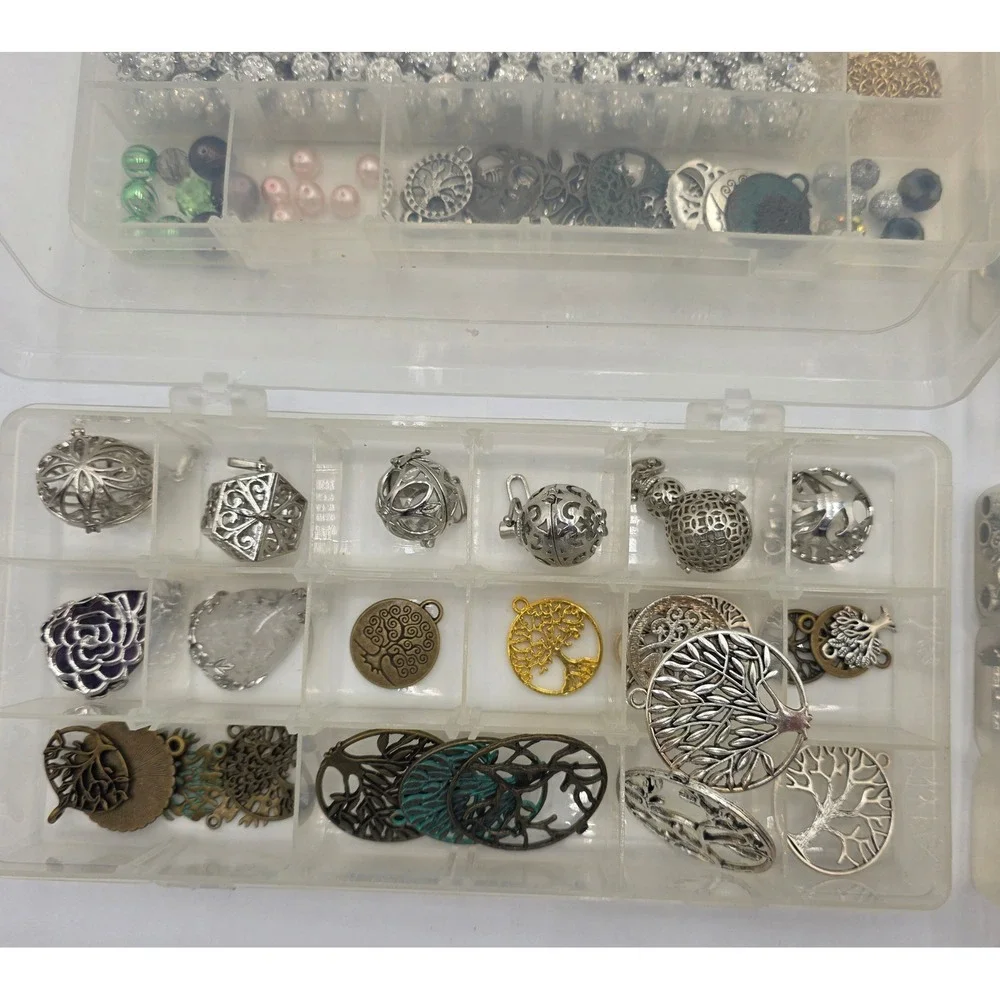 Jewelry Making Supply Lot of 900pc Beads Charms Findings Tree of Life Rhinestone